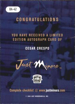 2000 Just - Autographs #BA-42 Cesar Crespo Back