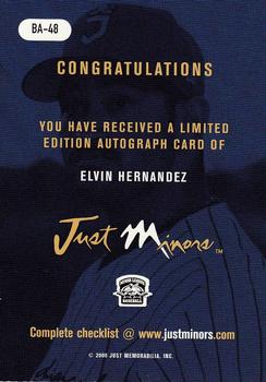2000 Just - Autographs #BA-48 Elvin Hernandez Back