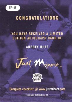 2000 Just - Autographs #BA-49 Aubrey Huff Back