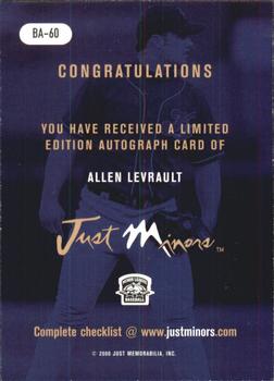 2000 Just - Autographs #BA-60 Allen Levrault Back