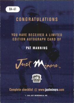 2000 Just - Autographs #BA-61 Pat Manning Back