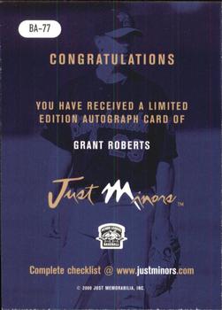 2000 Just - Autographs #BA-77 Grant Roberts Back