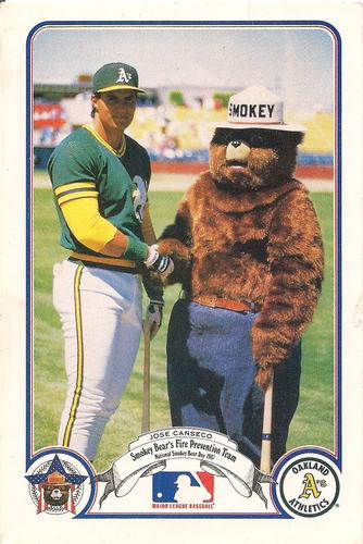 1987 Smokey Bear's Fire Prevention Team American League #1 Jose Canseco Front