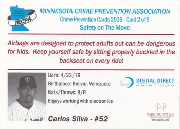 2006 Minnesota Twins Police #2 Carlos Silva Back