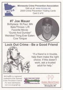 2009 Minnesota Twins Police #2 Joe Mauer Back