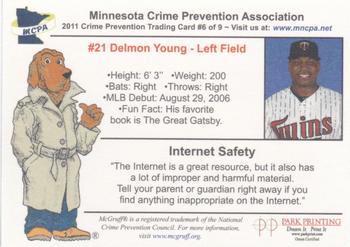 2011 Minnesota Twins Police #6 Delmon Young Back