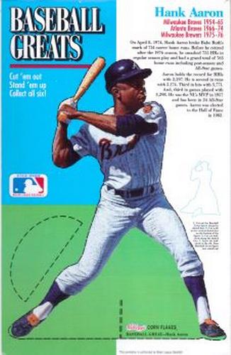 1991 Kellogg's Baseball Greats Stand-ups #1 Hank Aaron Front