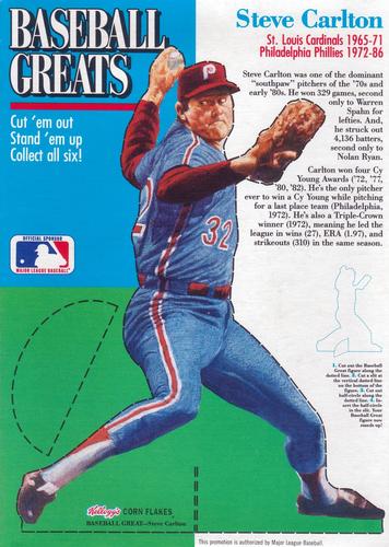 1991 Kellogg's Baseball Greats Stand-ups #5 Steve Carlton Front