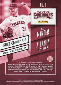 2015 Panini Contenders - Cracked Ice Ticket #1 A.J. Minter Back