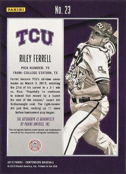 2015 Panini Contenders - College Ticket Autographs #23 Riley Ferrell Back