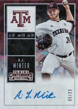2015 Panini Contenders - College Ticket Variation Autographs Cracked Ice #50 A.J. Minter Front