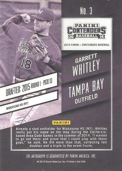 2015 Panini Contenders - Draft Ticket Autographs #3 Garrett Whitley Back
