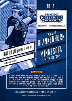 2015 Panini Contenders - Draft Ticket Autographs #41 Travis Blankenhorn Back