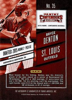 2015 Panini Contenders - Draft Ticket Autographs Red Foil #35 Bryce Denton Back