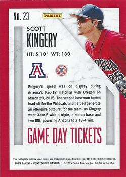 2015 Panini Contenders - Game Day Tickets #23 Scott Kingery Back