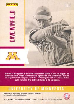 2015 Panini Contenders - Old School Colors #9 Dave Winfield Back