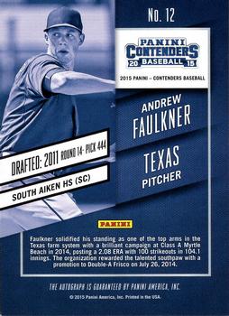2015 Panini Contenders - Prospect Ticket Autographs #12 Andrew Faulkner Back