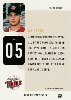 2000 Just - Drafted #BG5 B.J. Garbe  Back
