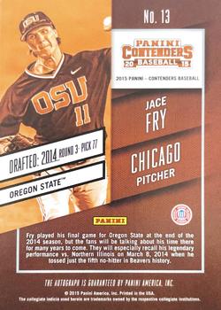 2015 Panini Contenders - Prospect Ticket Autographs Red Foil #13 Jace Fry Back