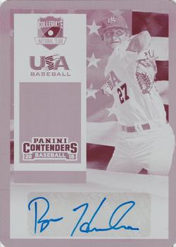 2015 Panini Contenders - USA Baseball Ticket Autographs Printing Plates Magenta #62 Ryan Hendrix Front