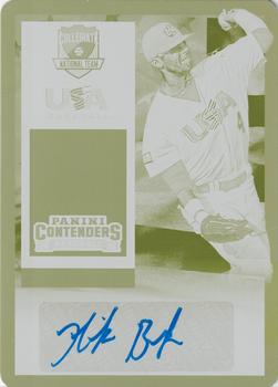 2015 Panini Contenders - USA Baseball Ticket Autographs Printing Plates Yellow #46 Nick Banks Front