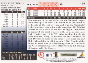 1998 Score #155 Alan Benes Back