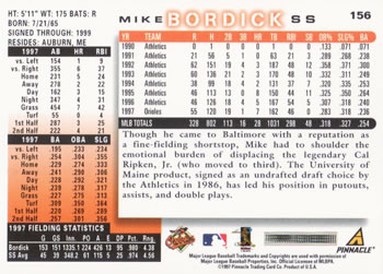 1998 Score #156 Mike Bordick Back