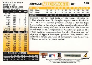 1998 Score #106 Jermaine Allensworth Back