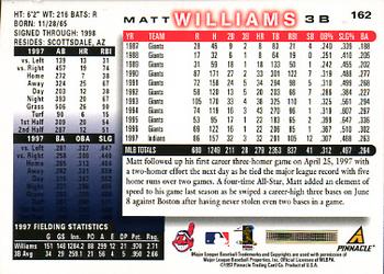 1998 Score #162 Matt Williams Back