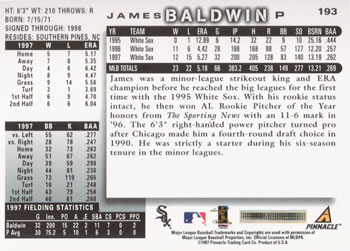 1998 Score #193 James Baldwin Back