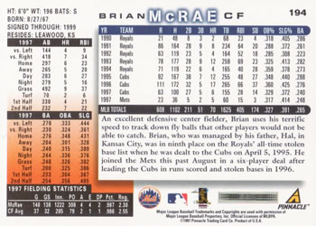 1998 Score #194 Brian McRae Back