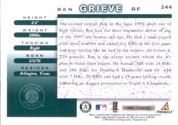 1998 Score #244 Ben Grieve Back