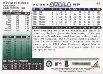 1998 Score #45 Bobby Ayala Back