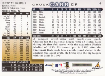 1998 Score #4 Chuck Carr Back