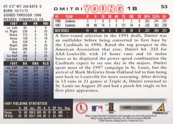 1998 Score #53 Dmitri Young Back
