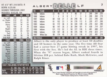 1998 Score #7 Albert Belle Back