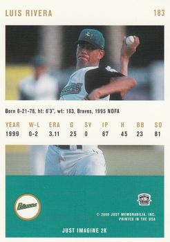 2000 Just - Gold #183 Luis Rivera Back