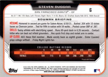 2015 Bowman Draft - Chrome #6 Steven Duggar Back