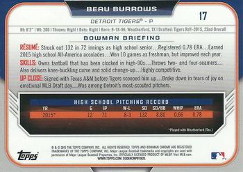 2015 Bowman Draft - Chrome #17 Beau Burrows Back