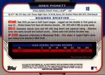 2015 Bowman Draft - Chrome #18 Greg Pickett Back