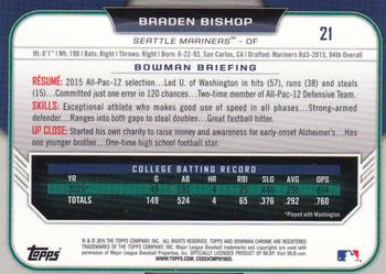 2015 Bowman Draft - Chrome #21 Braden Bishop Back