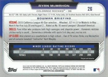 2015 Bowman Draft - Chrome #26 Ryan McMahon Back
