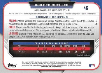 2015 Bowman Draft - Chrome #46 Walker Buehler Back