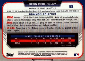 2015 Bowman Draft - Chrome #68 Sean Reid-Foley Back