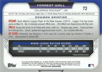 2015 Bowman Draft - Chrome #73 Forrest Wall Back