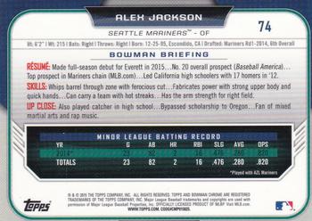 2015 Bowman Draft - Chrome #74 Alex Jackson Back
