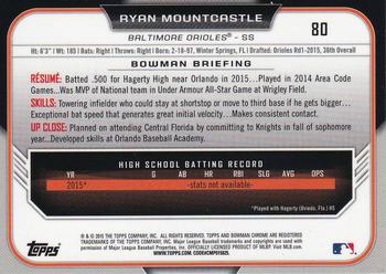 2015 Bowman Draft - Chrome #80 Ryan Mountcastle Back