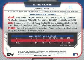 2015 Bowman Draft - Chrome #86 Ryan Clark Back
