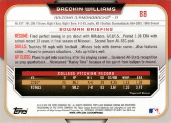 2015 Bowman Draft - Chrome #88 Breckin Williams Back