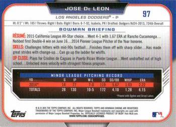 2015 Bowman Draft - Chrome #97 Jose De Leon Back
